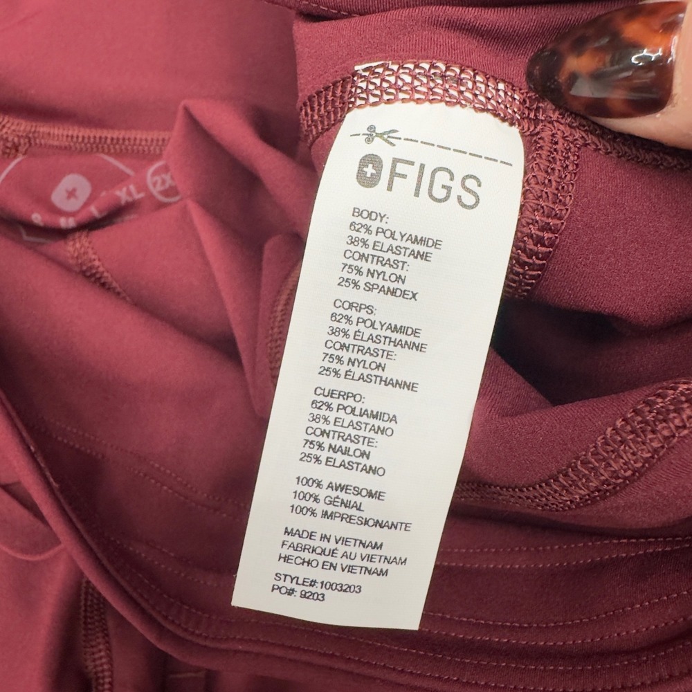 FIGS Seville Flare Scrub legging Burgundy Maroon Flare Scrub Pants 2XL NEW - Picture 5 of 7